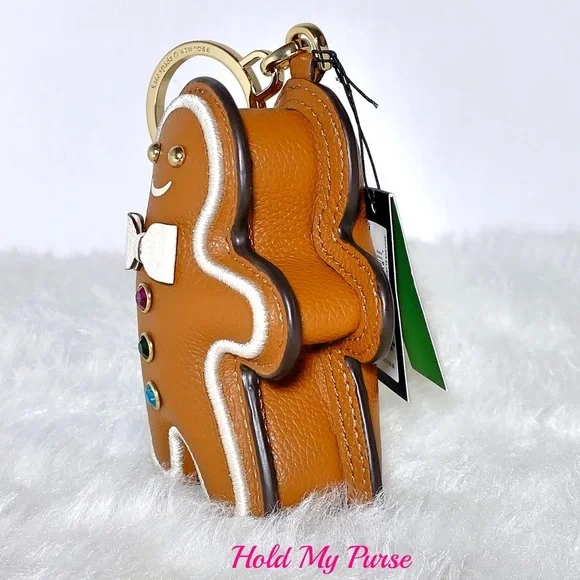 Kate Spade Gingerbread House Handbag & Gingerbread Man Keychain Charm NWT - Picture 14 of 15